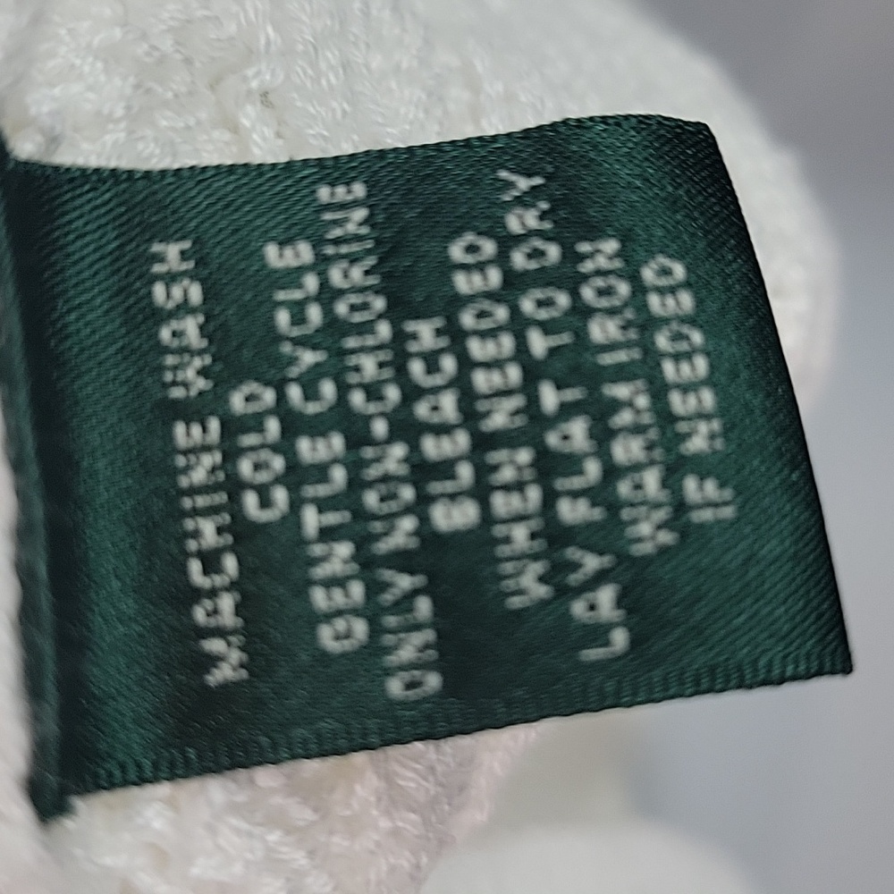 Ralph Lauren Cotton Varsity V-neck Cable Knit Sweater Embroidered Crest Logo XL - Picture 7 of 8